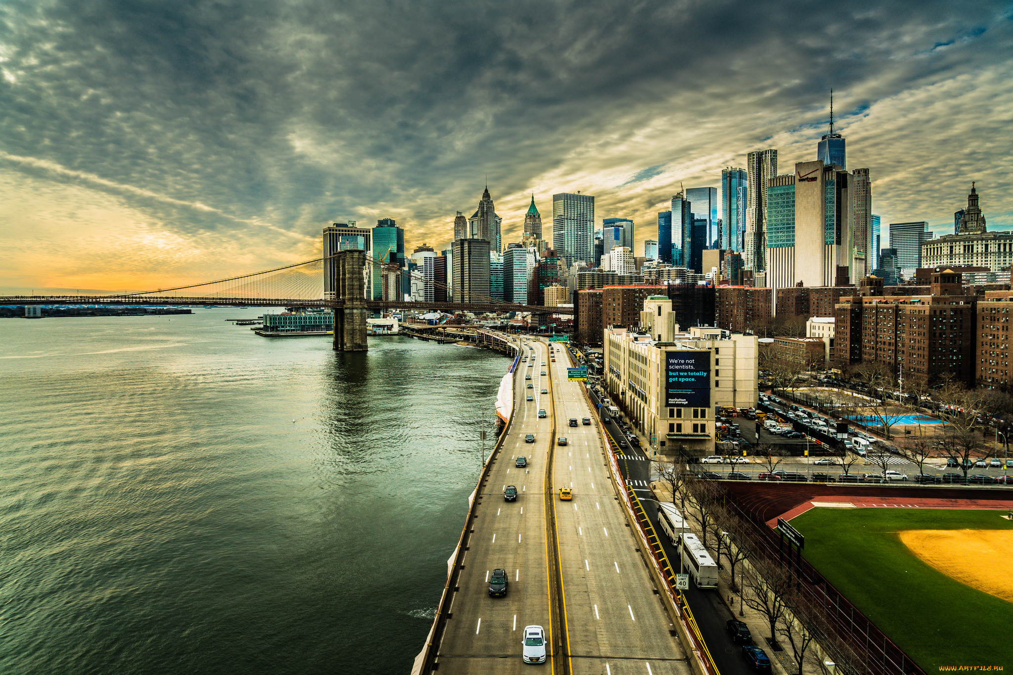 downtown manhattan and the hudson river, , - , , 